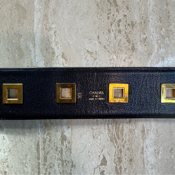 Chanel Black Leather Belt with Gold Accents - Picture 6 of 10